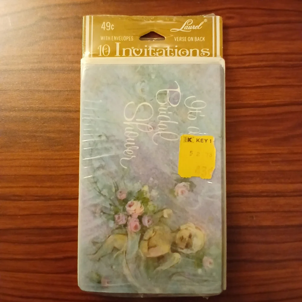 Vintage 70s Hallmark Bridal Party Invitations Laurel New Sealed 18 card envelope